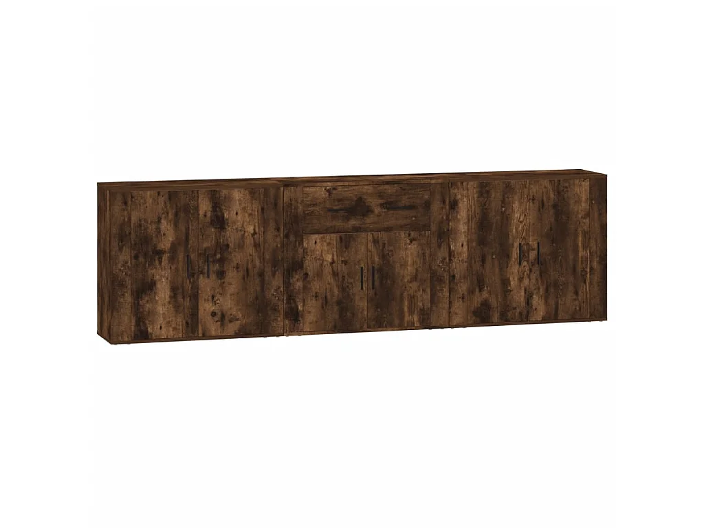 Dressoirs 3 st bewerkt hout gerookt eikenkleurig NL79154