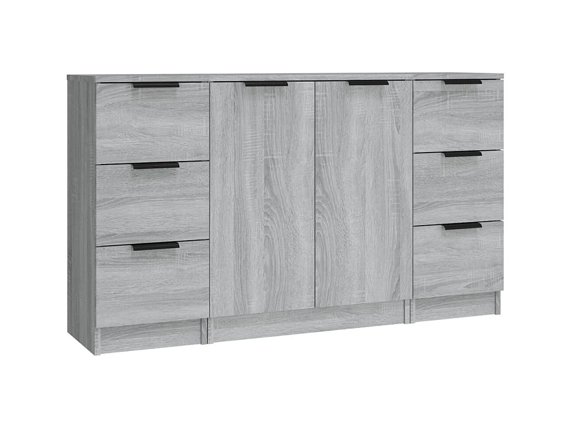 Buffets 3 pcs Sonoma gris Bois d'ingénierie EGER83625