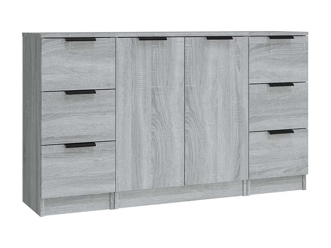 Buffets 3 pcs Sonoma gris Bois d'ingénierie EGER83625