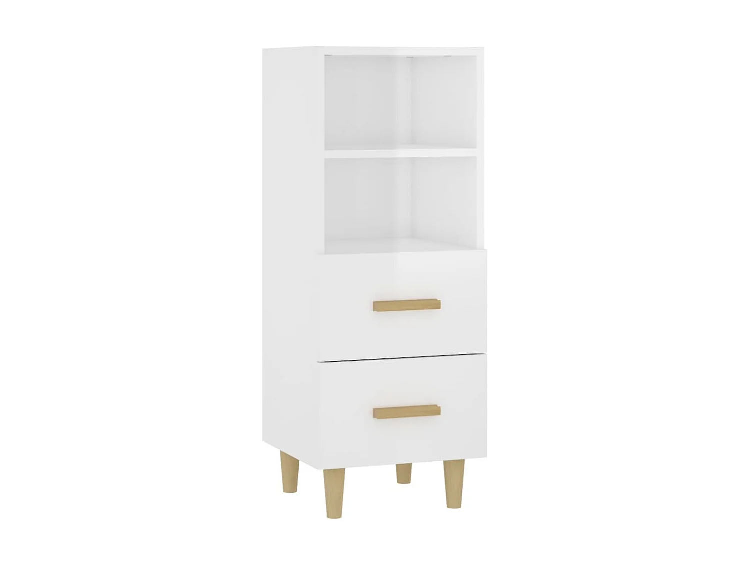 Buffet Blanc brillant 34,5x34x90 cm Bois d'ingénierie EGER54025
