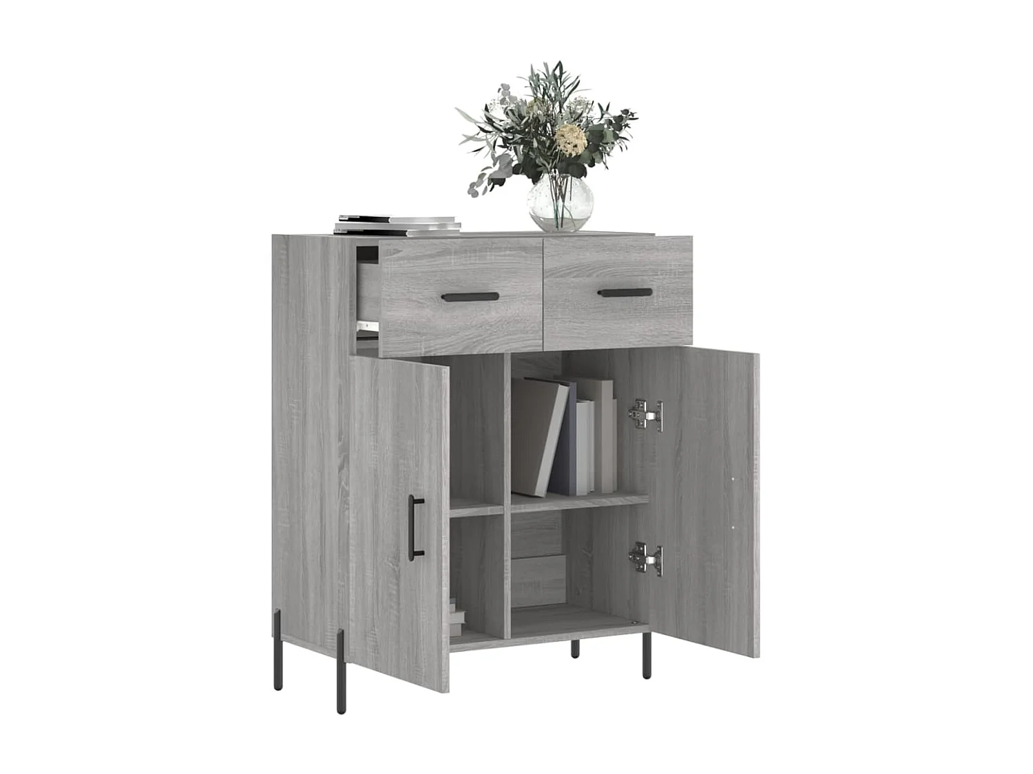 Aparador de madera de ingeniería gris Sonoma 69,5x34x90 cm ES30769
