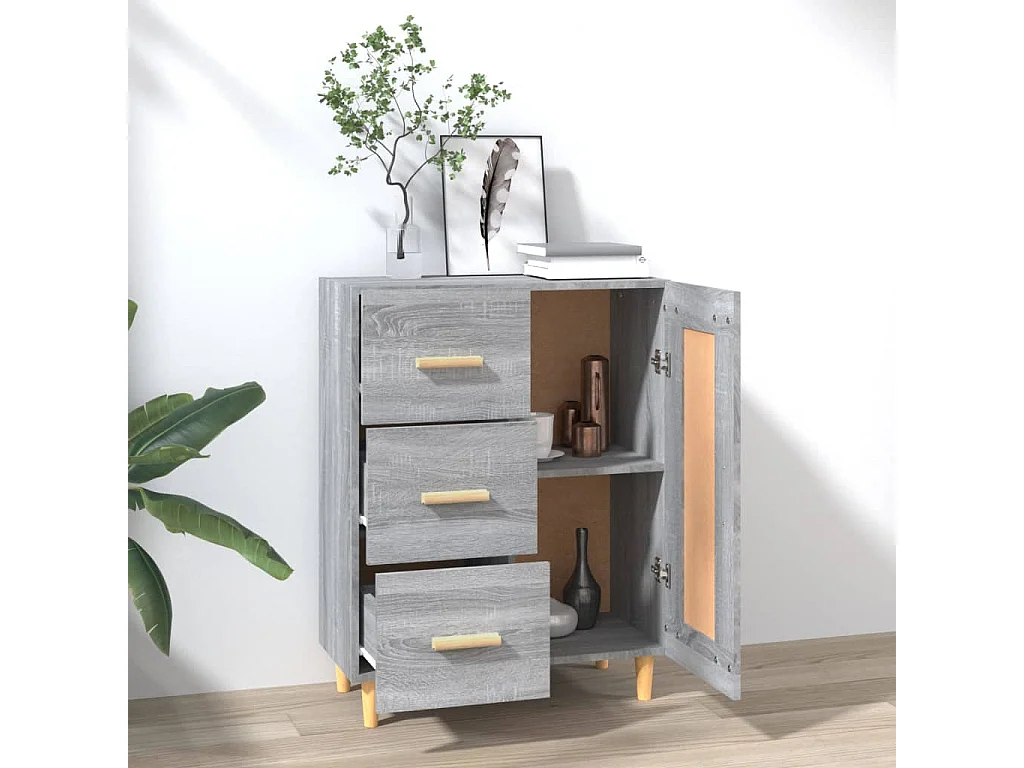 Aparador de madera contrachapada gris Sonoma 69,5x34x90 cm ES48229