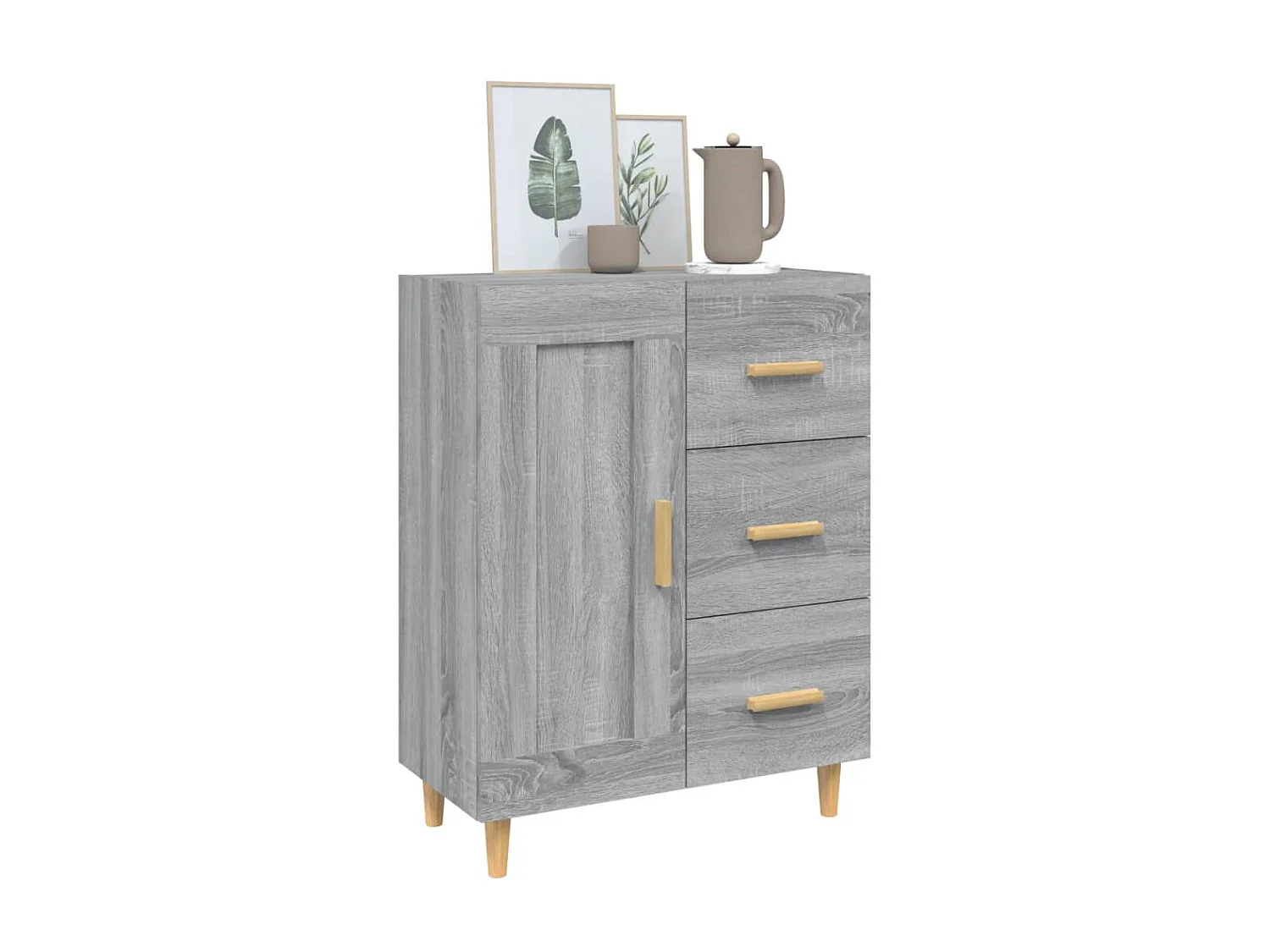 Aparador de madera contrachapada gris Sonoma 69,5x34x90 cm ES48229