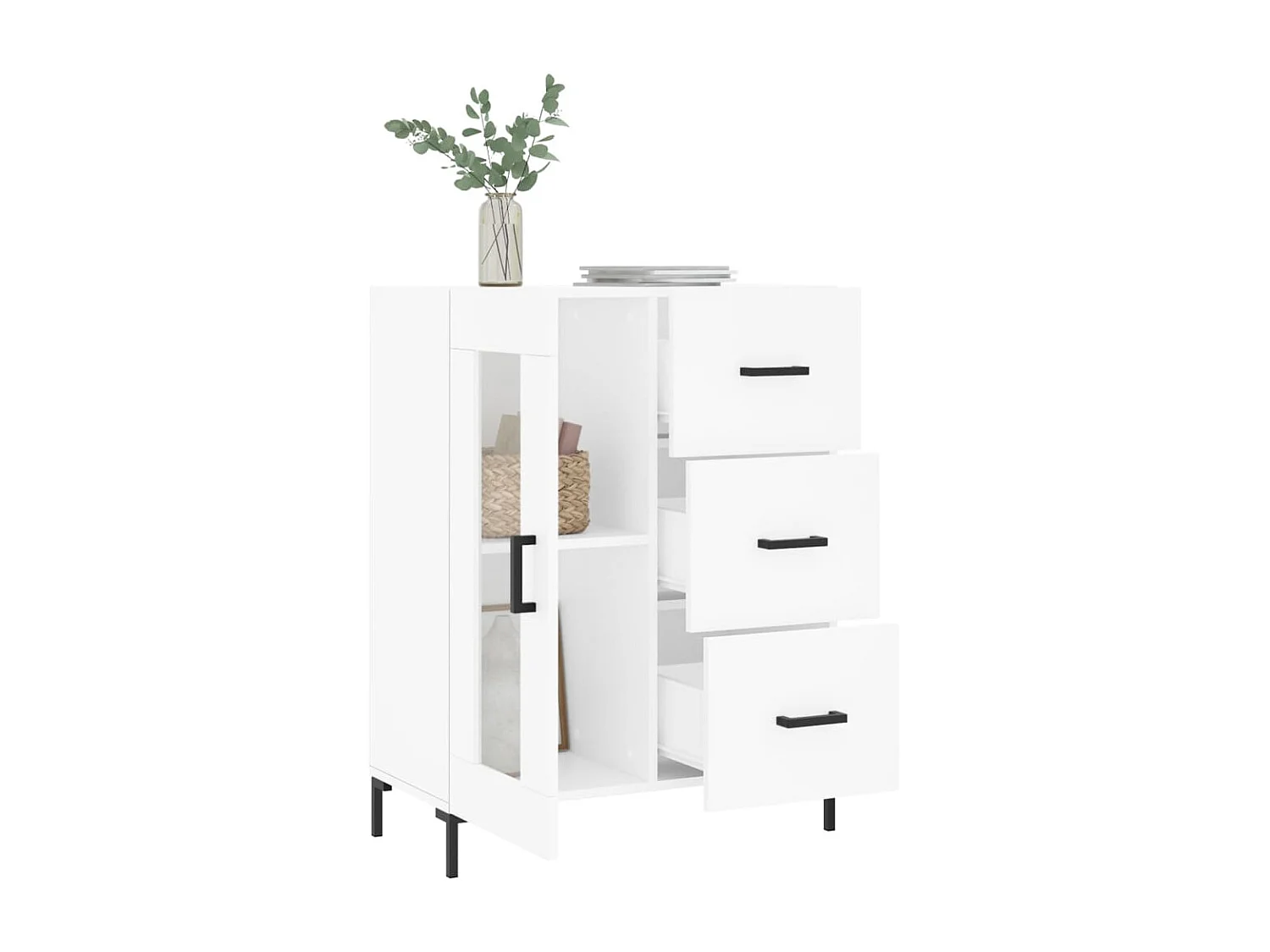 Buffet blanc 69,5x34x90 cm bois d'ingénierie QWE50201