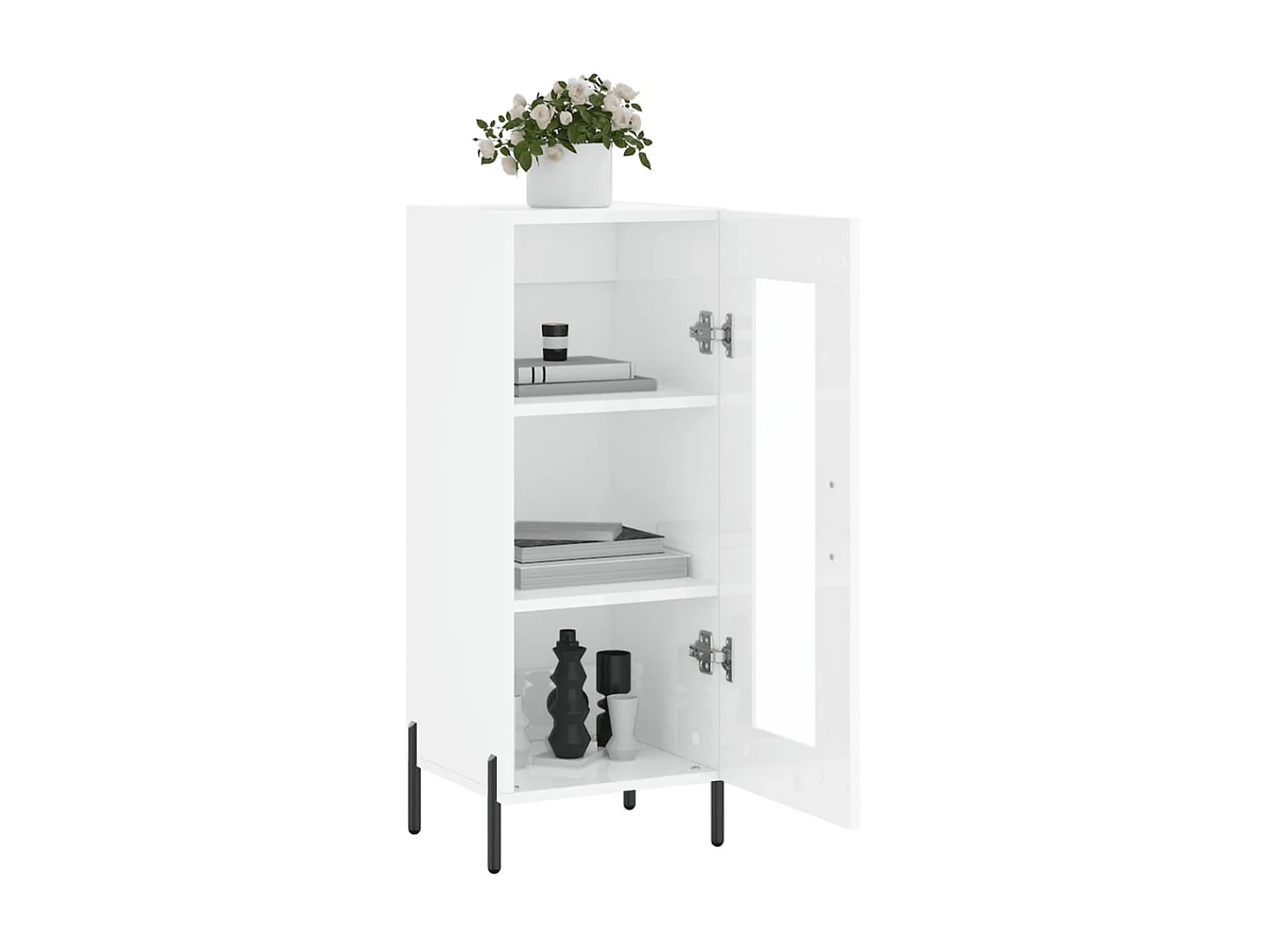 Buffet Blanc brillant 34,5x34x90 cm Bois d'ingénierie QWE56522