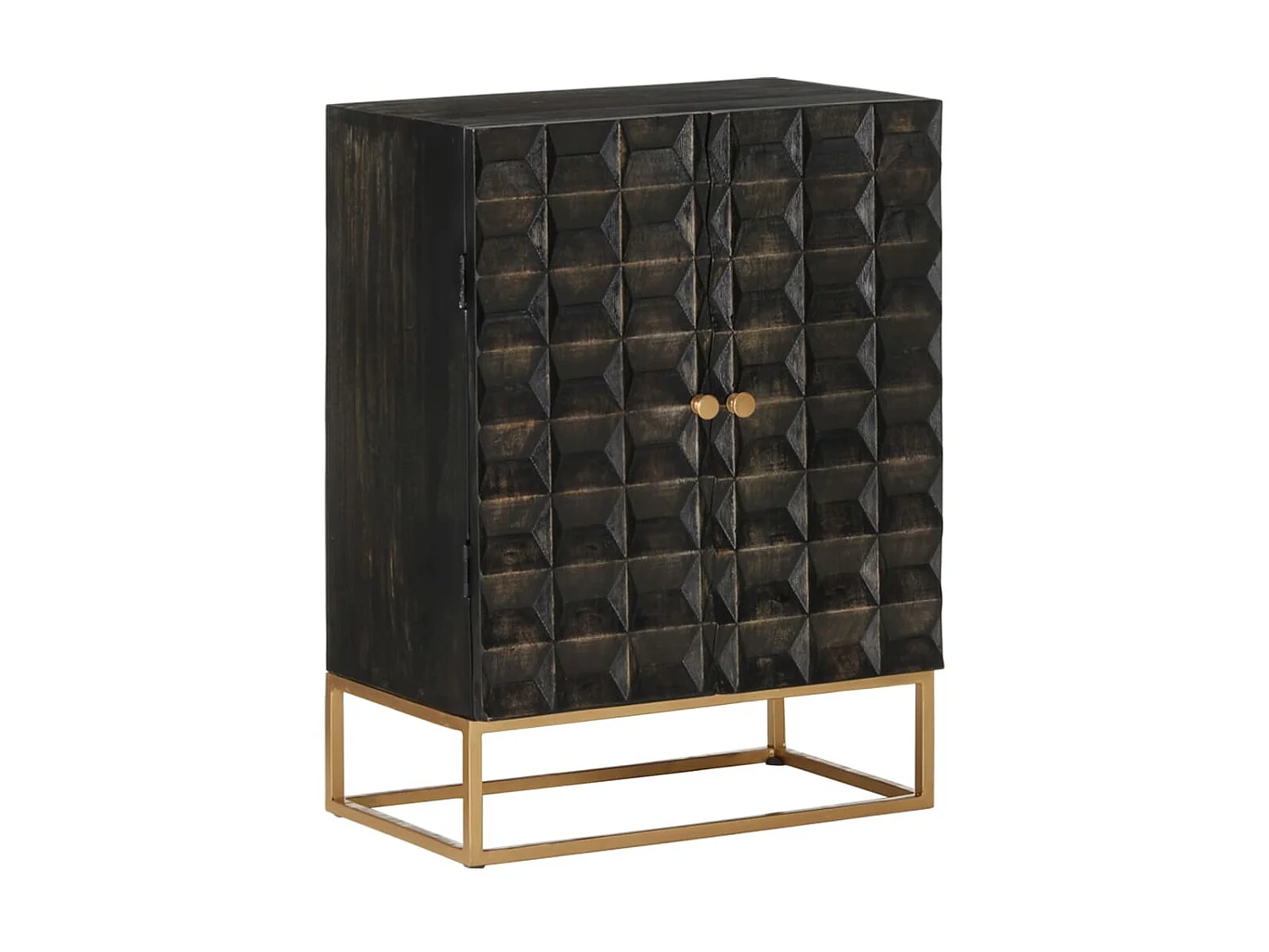 Dressoir 55x34x75 cm massief mangohout en ijzer zwart NL162813