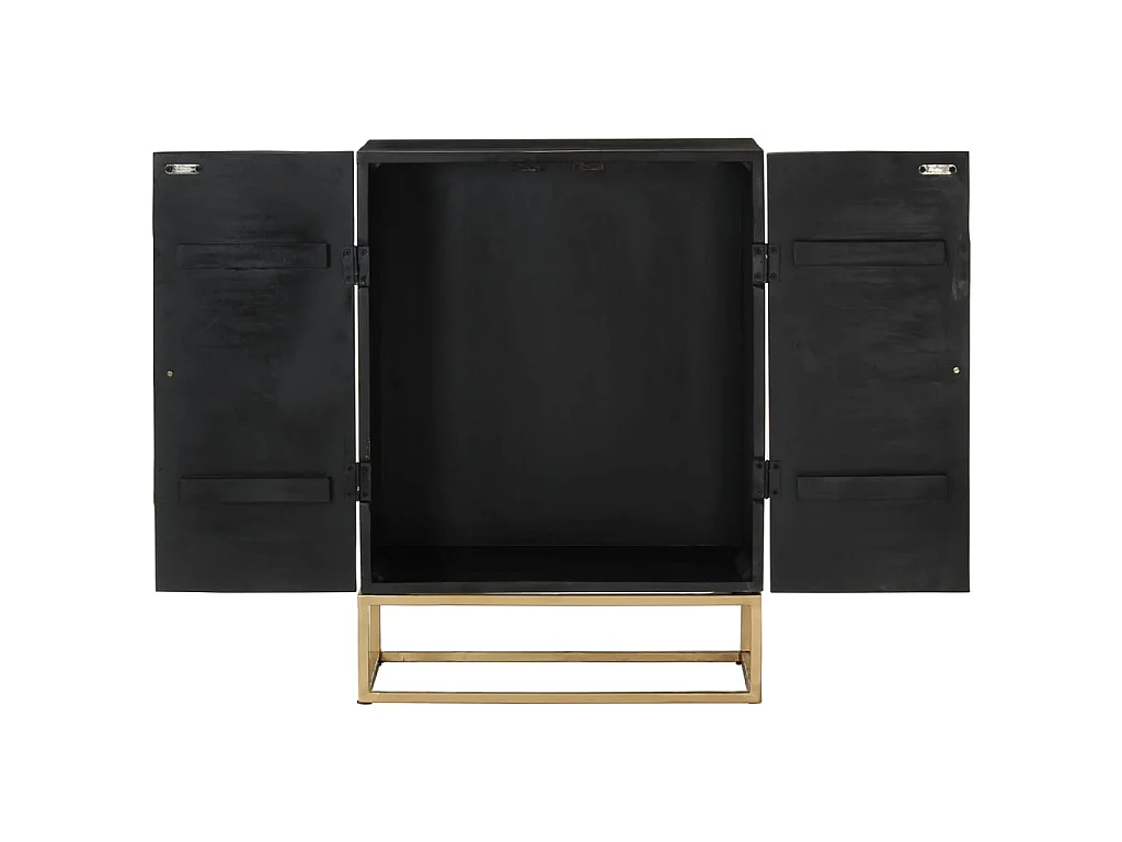 Dressoir 55x34x75 cm massief mangohout en ijzer zwart NL162813
