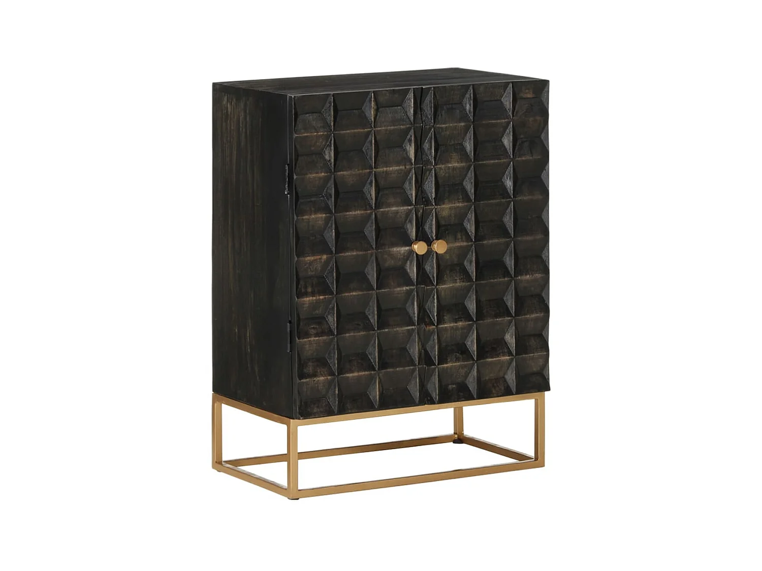 Buffet Noir 55x34x75 cm Bois massif de manguier et fer EGER17007