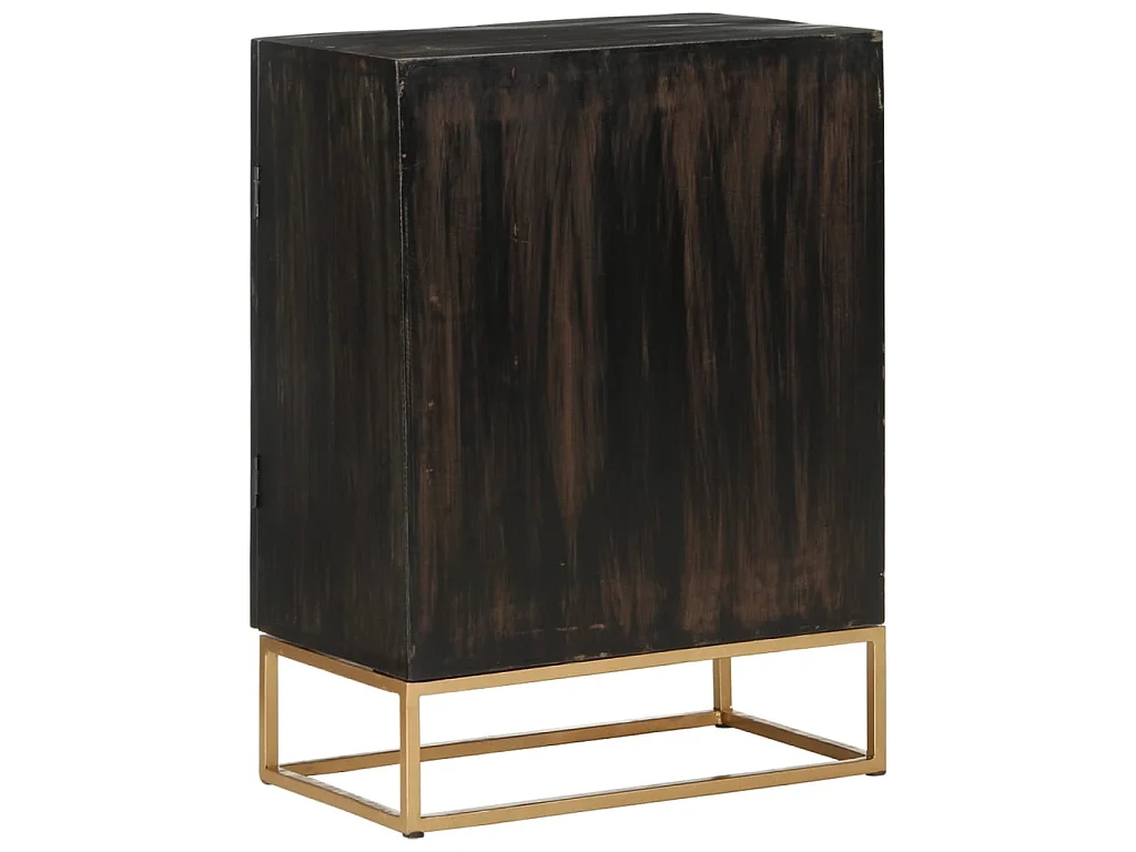 Aparador de hierro y madera maciza de mango negro 55x34x75 cm ES79704