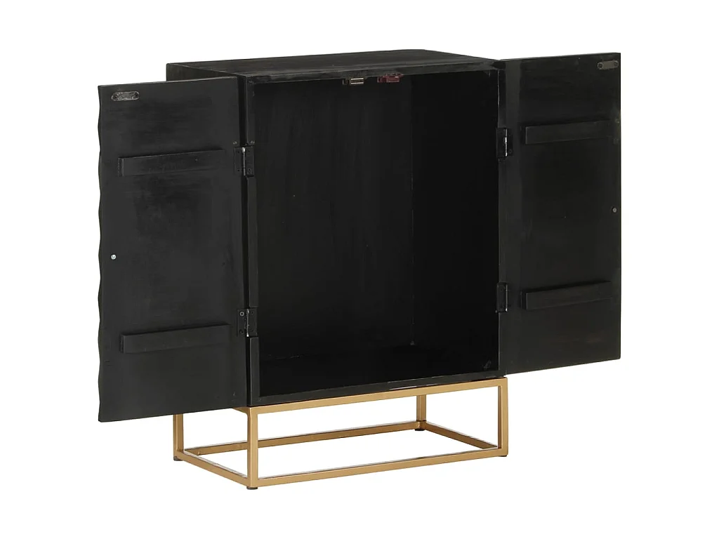 Aparador de hierro y madera maciza de mango negro 55x34x75 cm ES79704