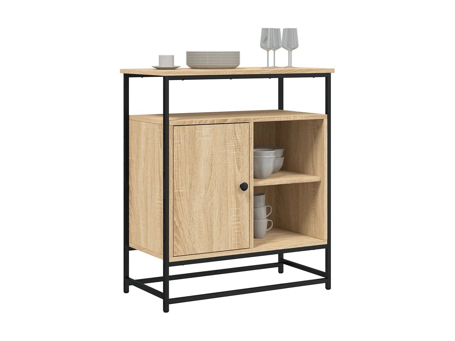 Buffet chêne sonoma 69x35x80 cm bois d'ingénierie QWE43166