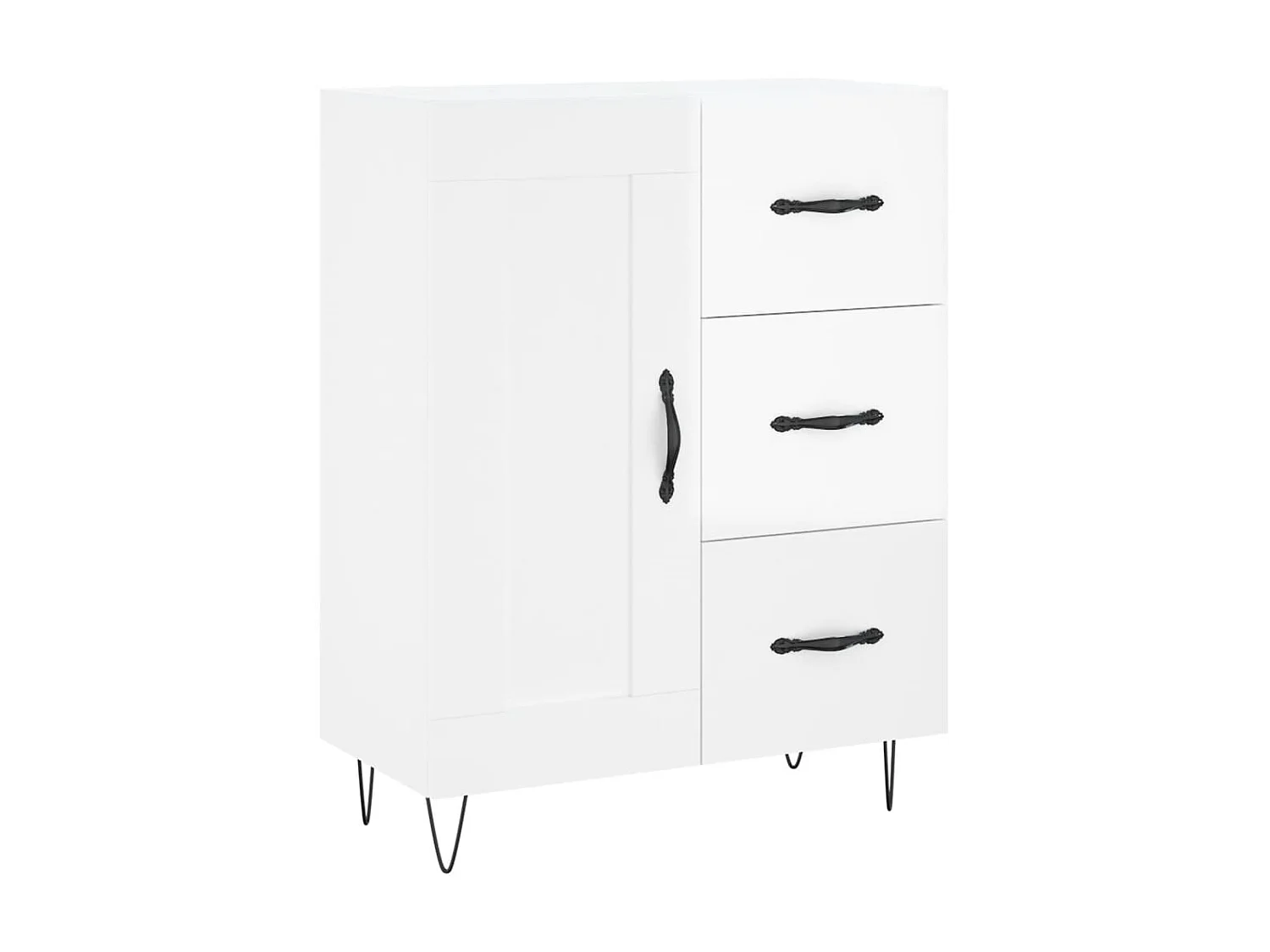 Aparador de madera contrachapada blanco brillante 69,5x34x90 cm ES31972