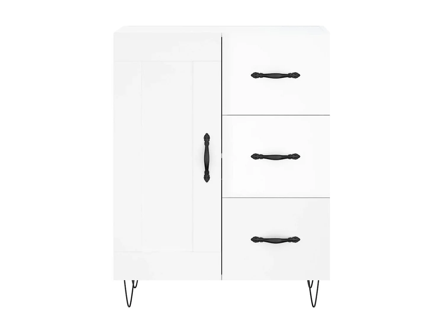 Aparador de madera contrachapada blanco brillante 69,5x34x90 cm ES31972