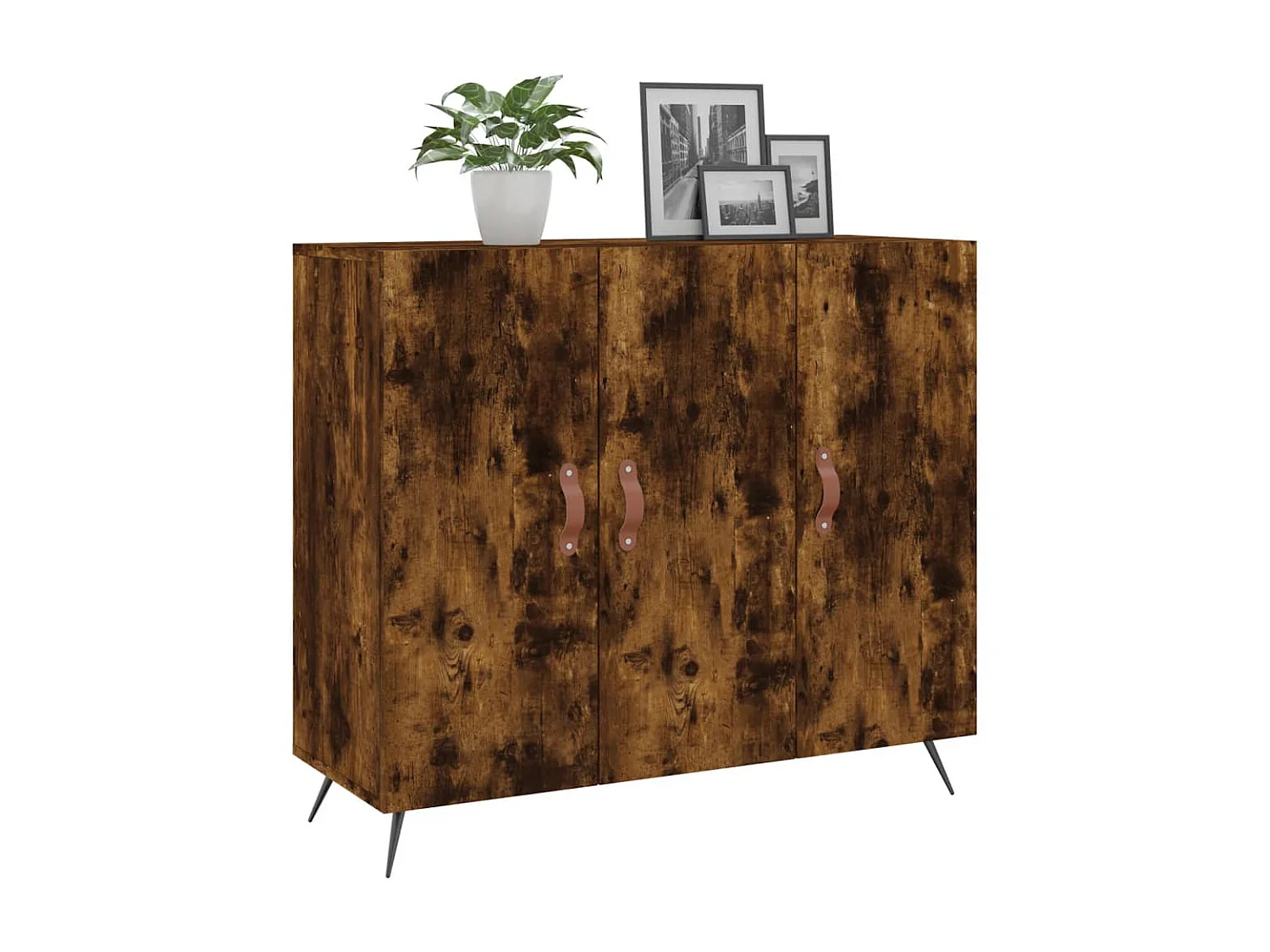 Buffet chêne fumé 90x34x80 cm bois d'ingénierie QWE21570