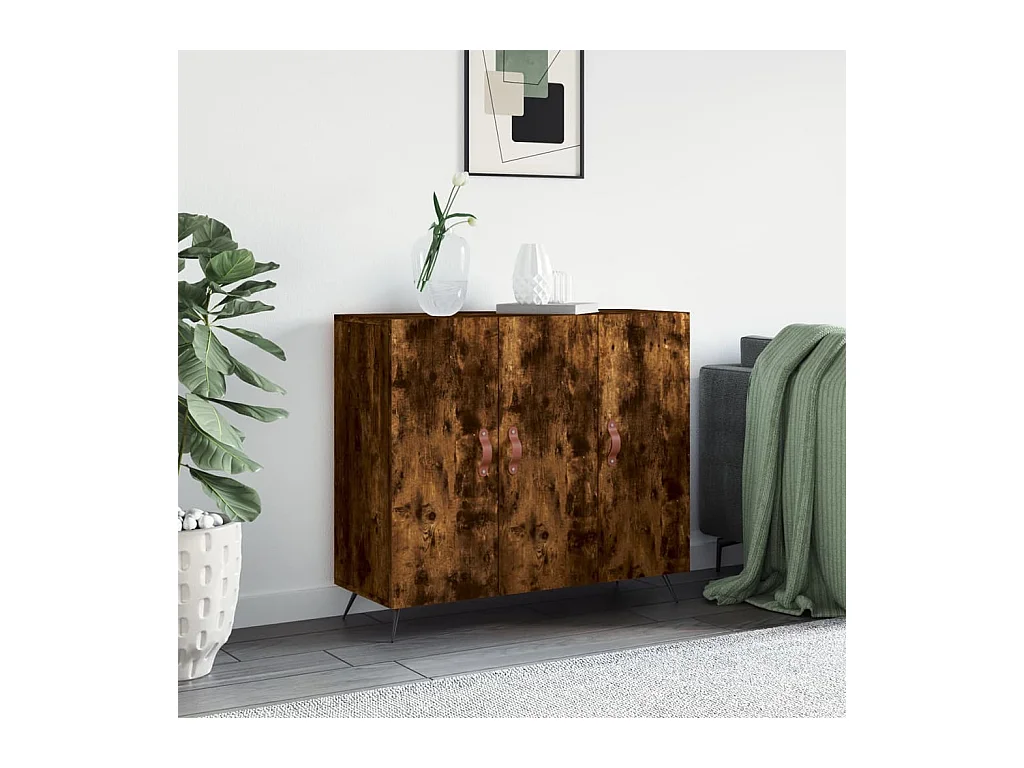 Buffet chêne fumé 90x34x80 cm bois d'ingénierie QWE21570