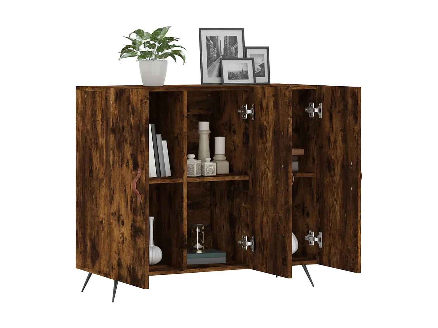 Aparador de madera de ingeniería roble ahumado 90x34x80 cm ES42173