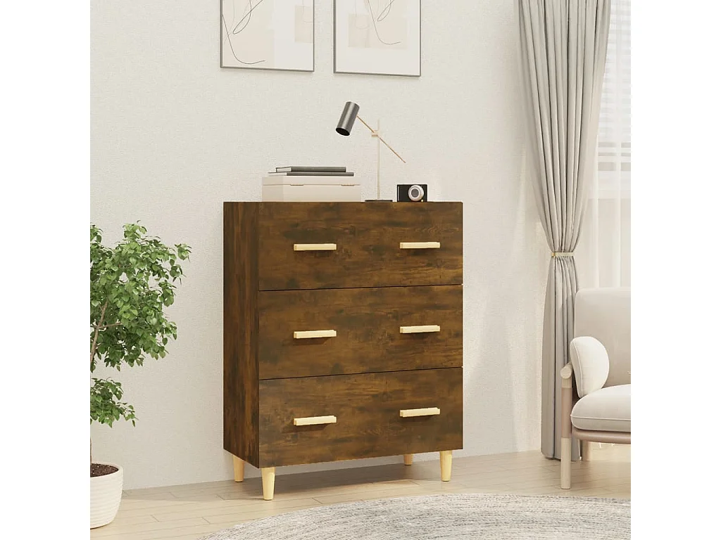 Dressoir 70x34x90 cm bewerkt hout gerookt eikenkleurig NL61078