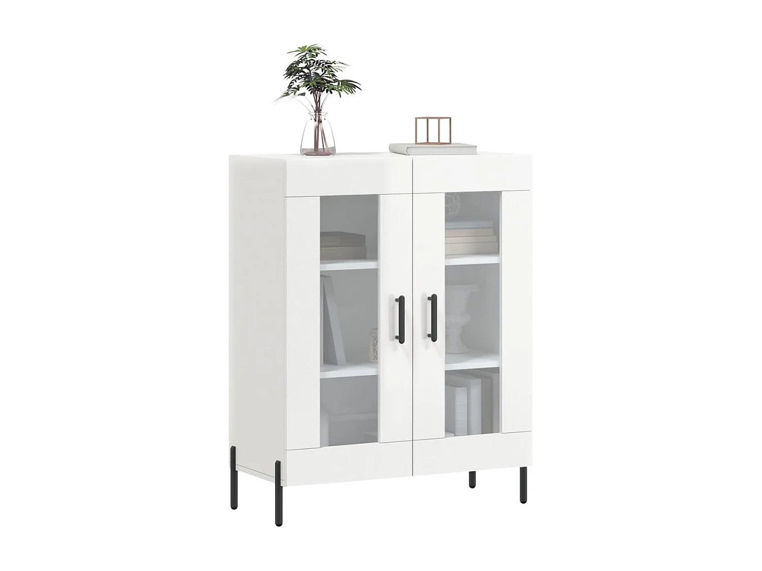 Buffet Blanc brillant 69,5x34x90 cm Bois d'ingénierie QWE52440