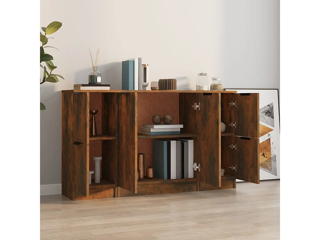 Buffets 3 pcs Chêne fumé Bois d'ingénierie EGER57377