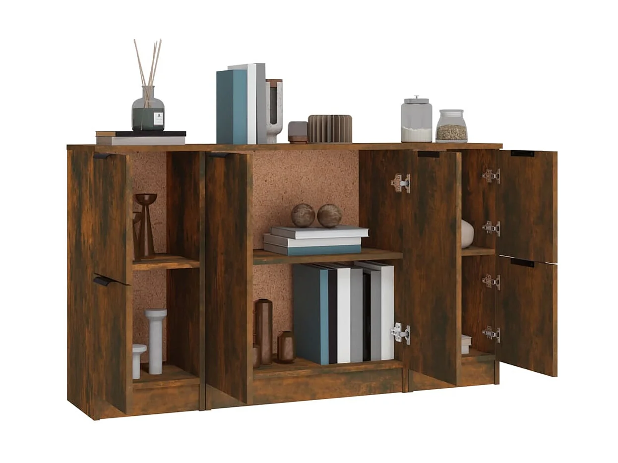 Buffets 3 pcs Chêne fumé Bois d'ingénierie EGER57377