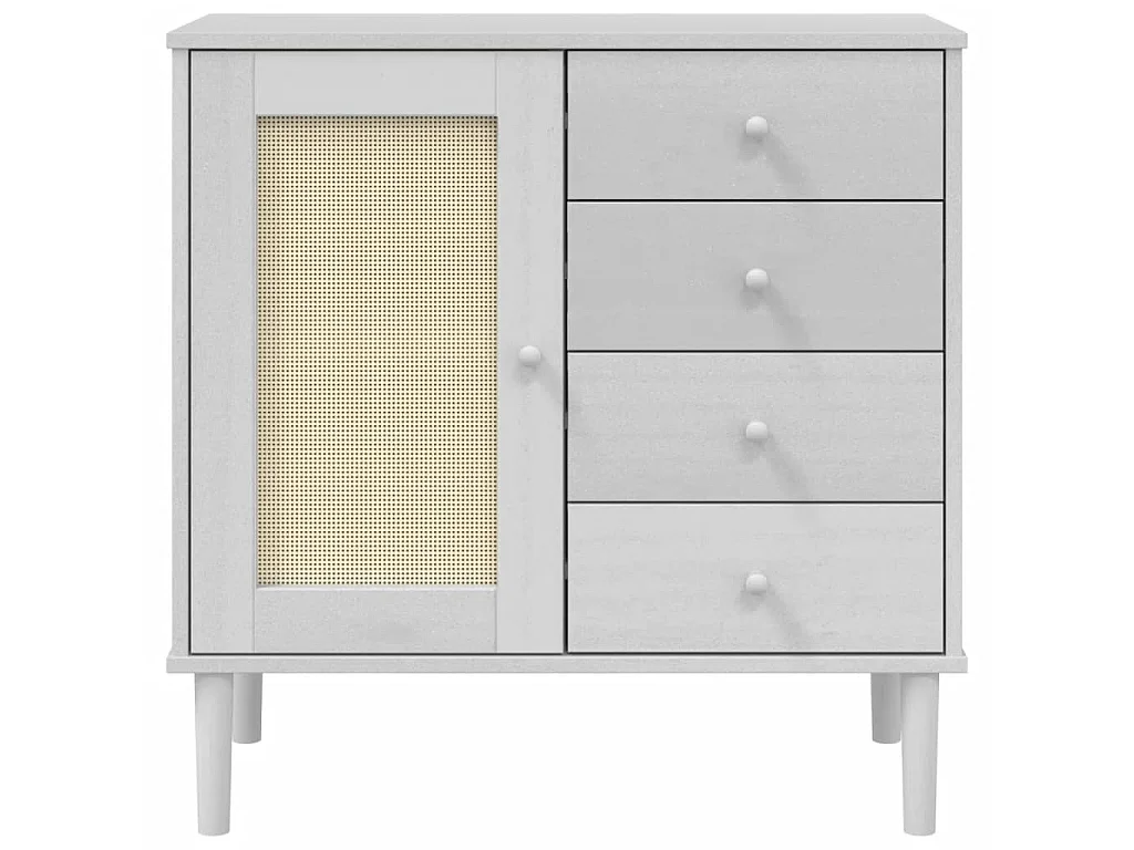 Aparador SENJA aspeto de vime 80x40x80 cm pinho maciço branco PT761058