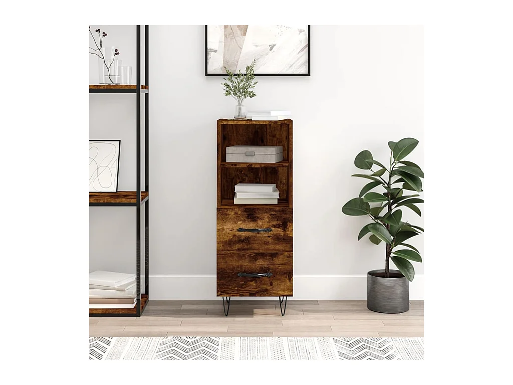 Buffet Chêne fumé 34,5x34x90 cm Bois d'ingénierie QWE99003