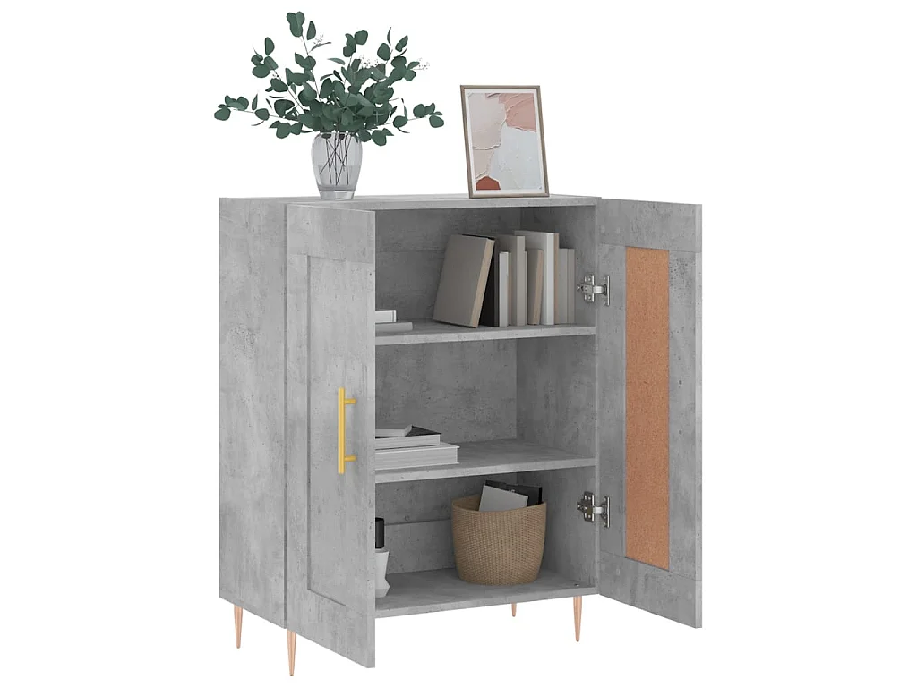 Aparador de madera de ingeniería gris hormigón 69,5x34x90 cm ES92959