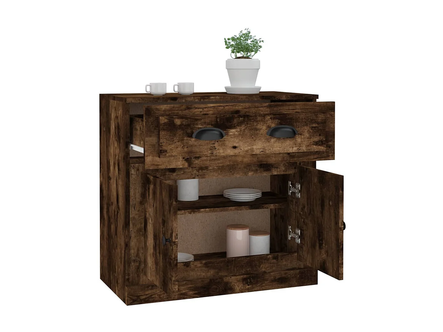 Aparador de madera contrachapada roble ahumado 70x35,5x67,5 cm ES32109