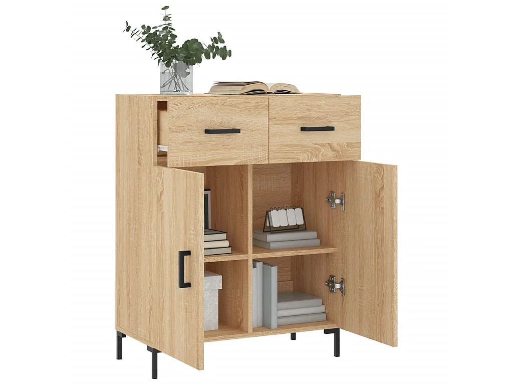 Buffet chêne sonoma 69,5x34x90 cm bois d'ingénierie QWE99729