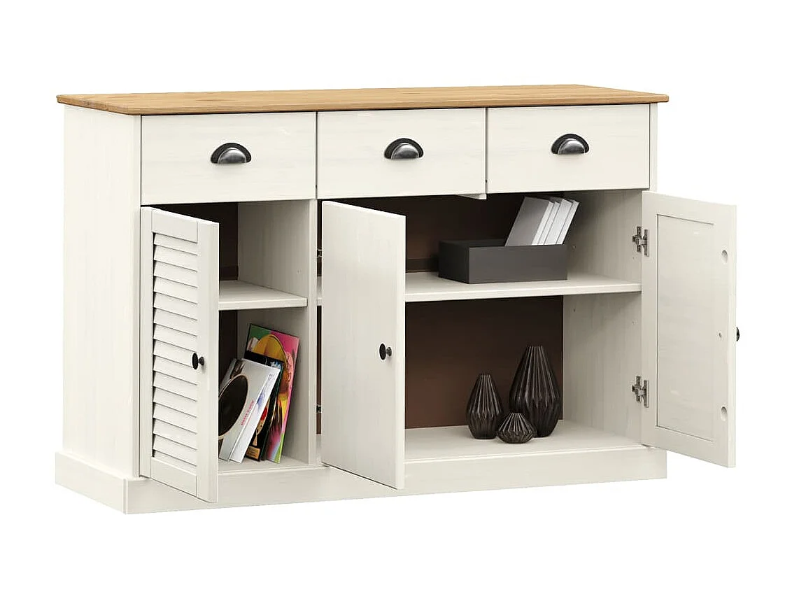 Aparador con cajones VIGO madera maciza pino blanco 113x40x75cm ES21712
