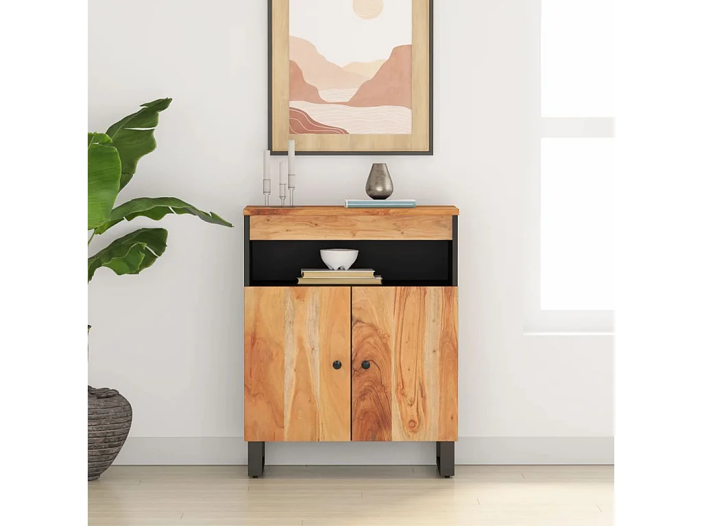 Buffet avec 2 portes 60x33x75 cm bois massif d'acacia QWE99311