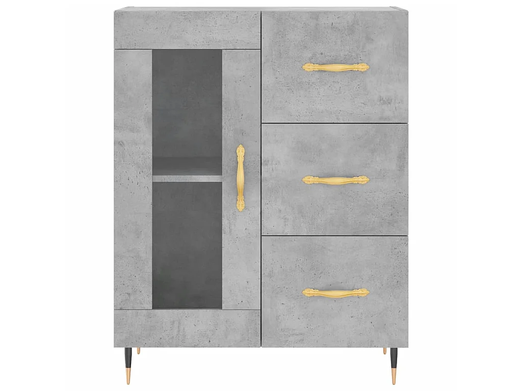 Buffet gris béton 69,5x34x90 cm bois d'ingénierie QWE40752