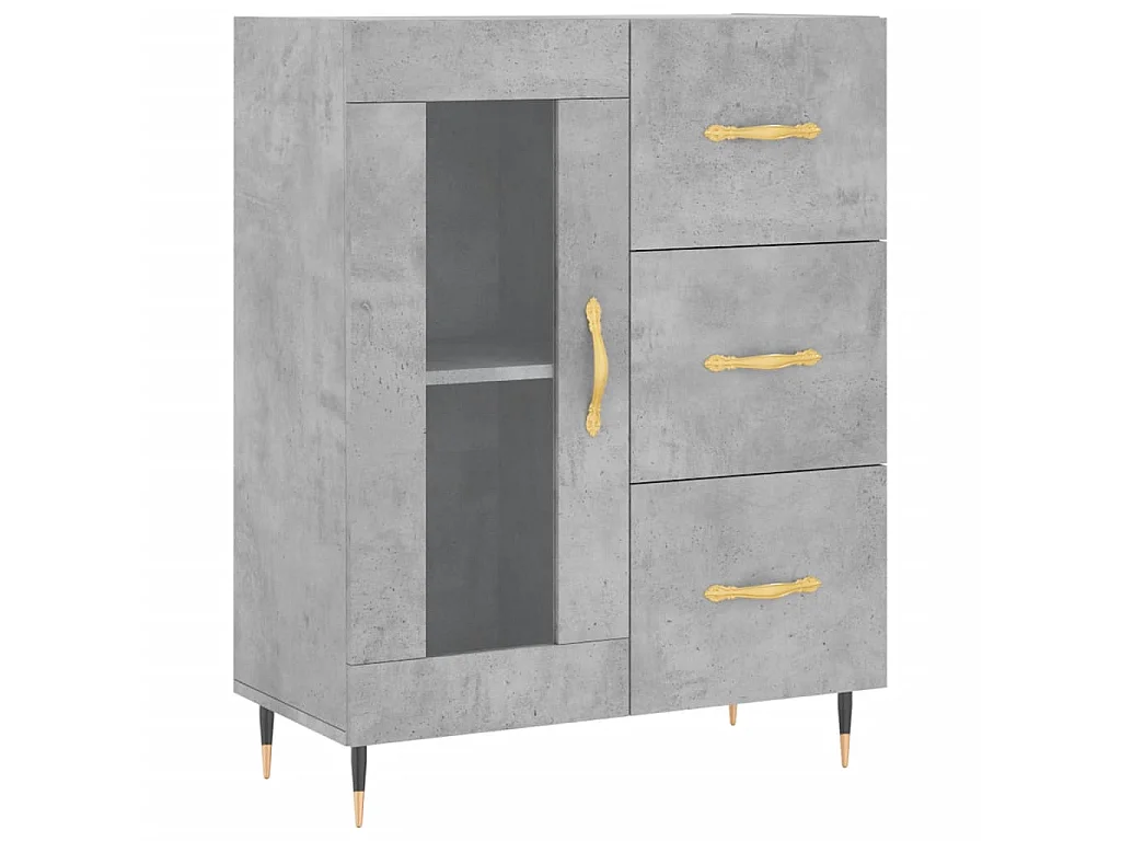 Buffet gris béton 69,5x34x90 cm bois d'ingénierie QWE40752