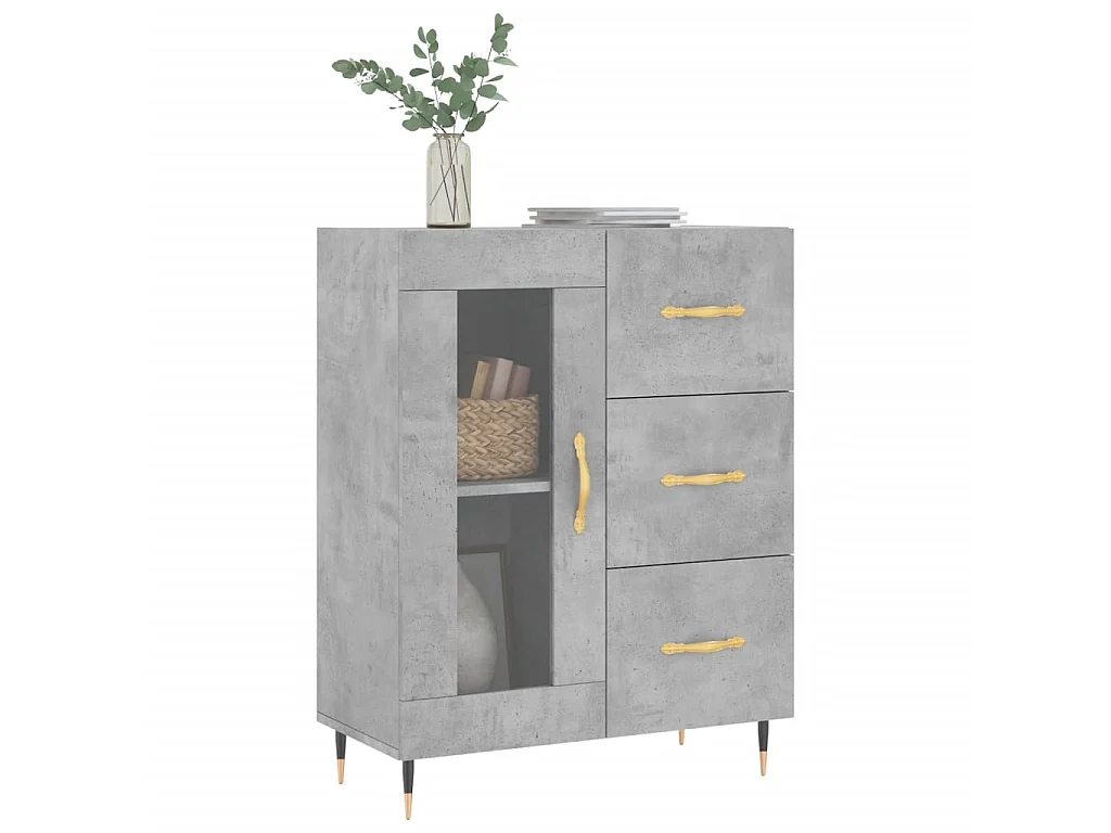 Buffet gris béton 69,5x34x90 cm bois d'ingénierie QWE40752