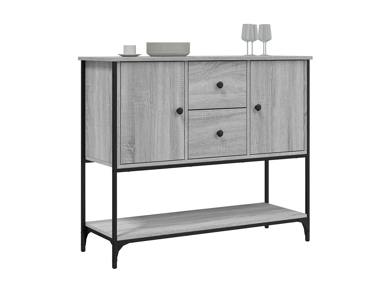 Dressoir 100x36x85 cm bewerkt hout grijs sonoma NL985882