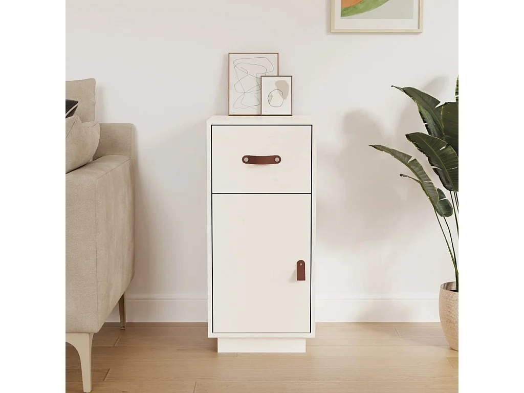 Dressoir 34x40x75 cm massief grenenhout wit NL220750