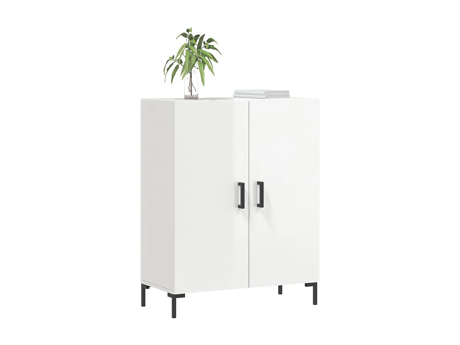 Buffet Blanc brillant 69,5x34x90 cm Bois d'ingénierie QWE55483