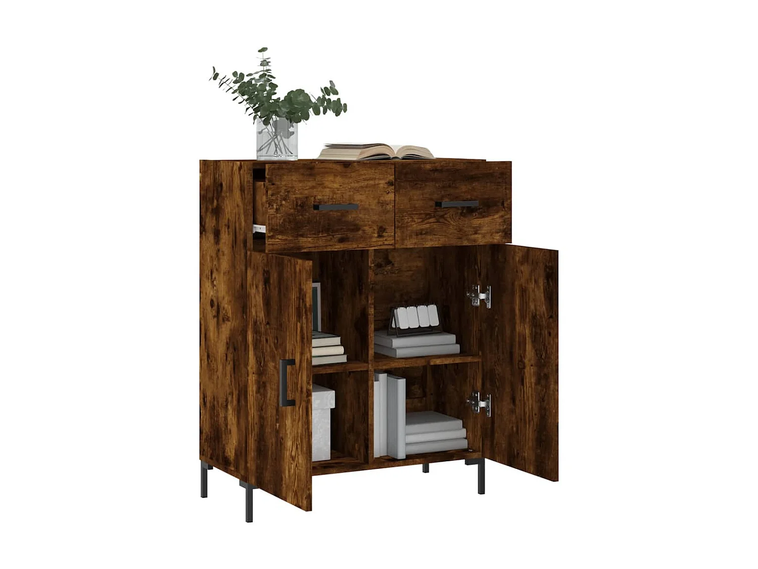 Dressoir 69,5x34x90 cm bewerkt hout gerookt eikenkleurig NL97357