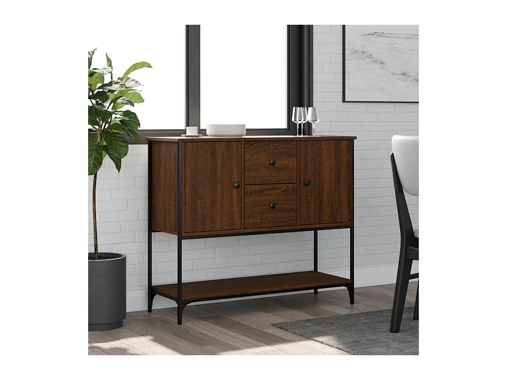 Buffet chêne marron 100x36x85 cm bois d'ingénierie QWE43212