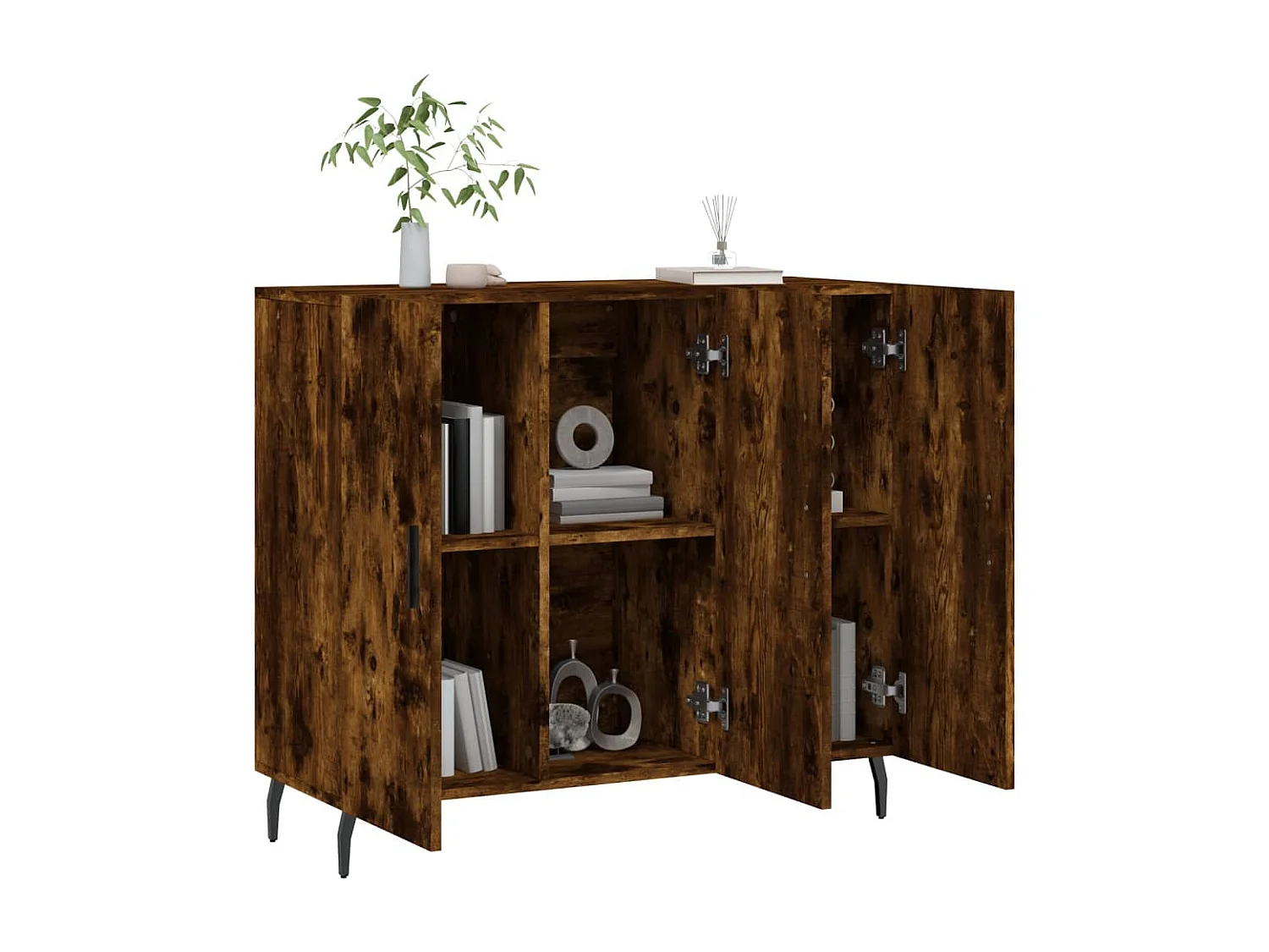 Dressoir 90x34x80 cm bewerkt hout gerookt eikenkleurig NL69509