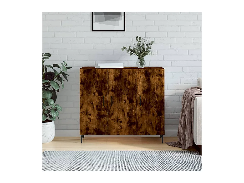 Buffet chêne fumé 90x34x80 cm bois d'ingénierie QWE66130