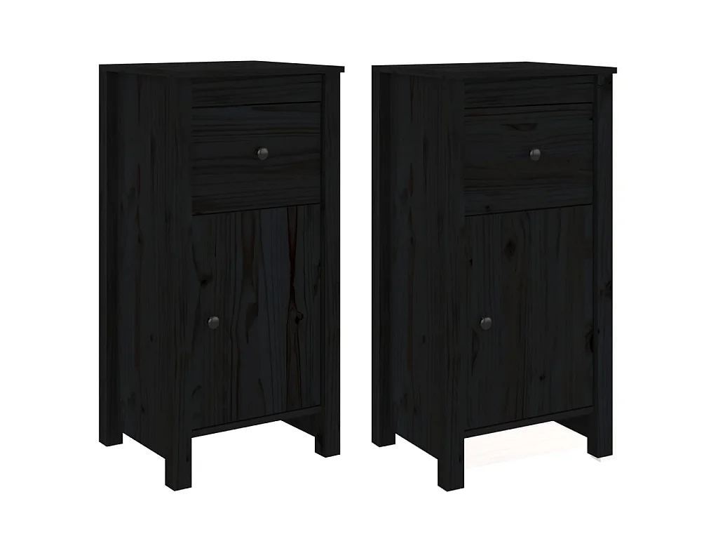 Dressoirs 2 st 40x35x80 cm massief grenenhout zwart NL256113