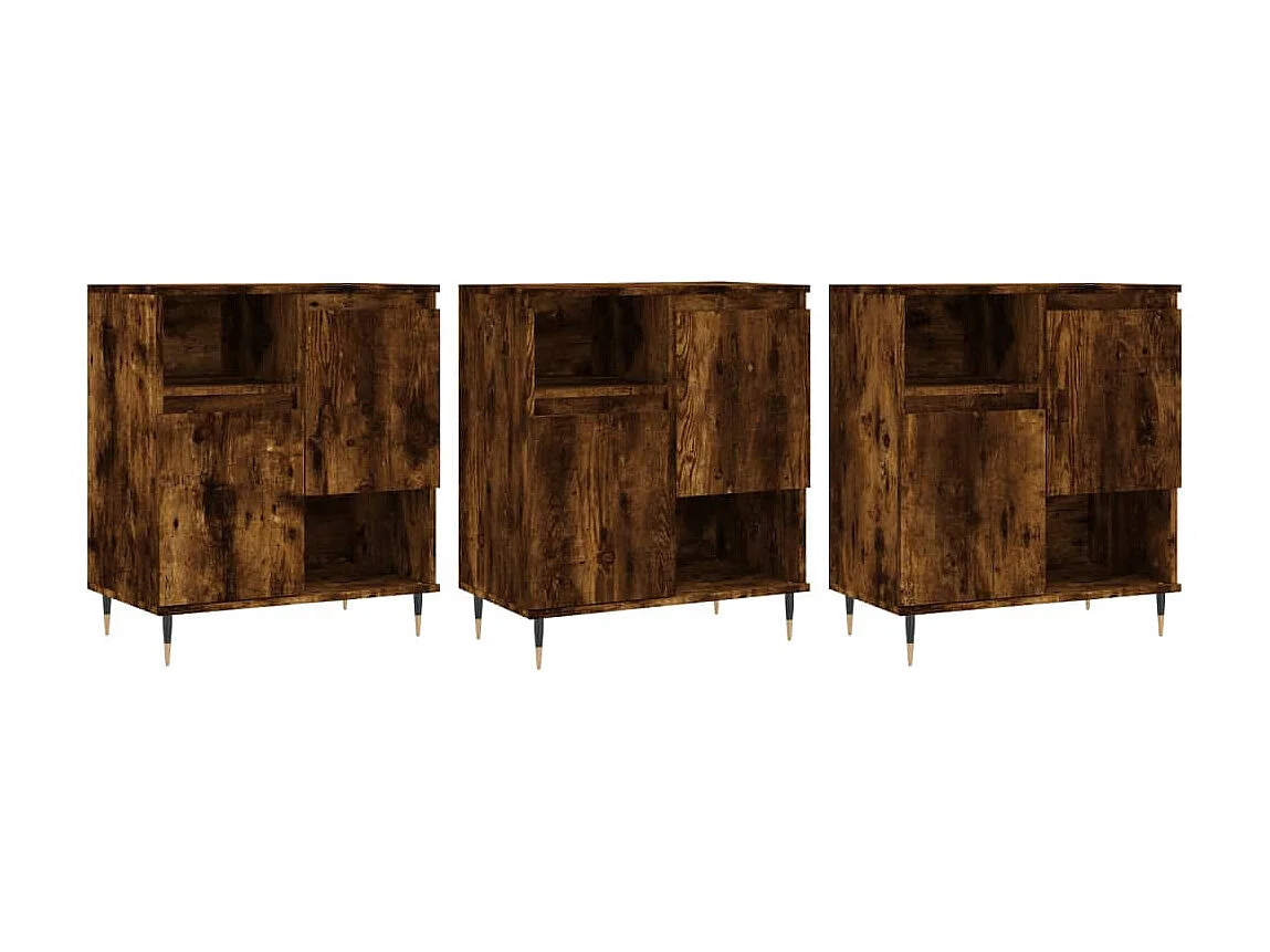 lot de 3 Buffets Chêne fumé Bois d'ingénierie QWE51563