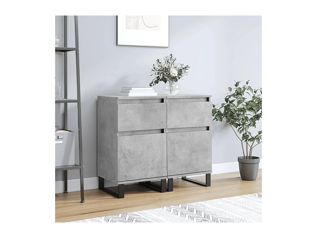 lot de 2 Buffets gris béton 40x35x70 cm bois d'ingénierie QWE82833