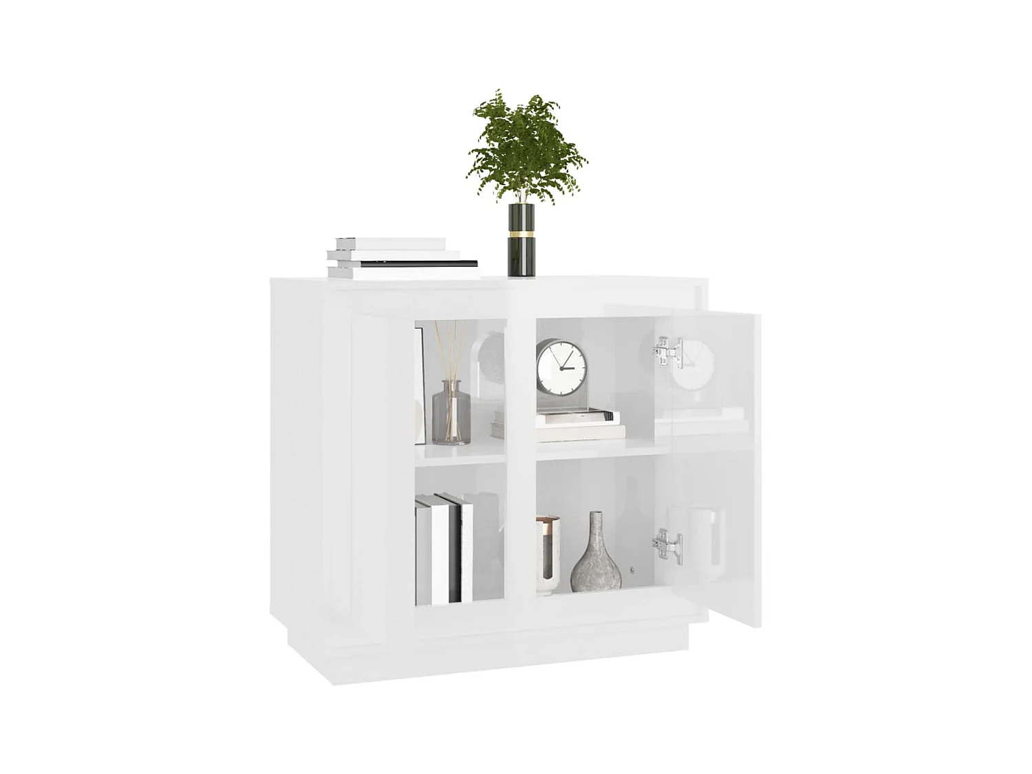 Aparador de madera contrachapada blanco brillante 80x34x75 cm ES97486