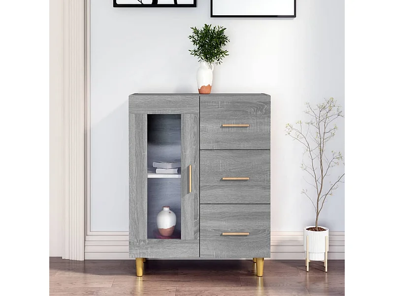 Aparador de madera de ingeniería gris Sonoma 69,5x34x90 cm ES61890