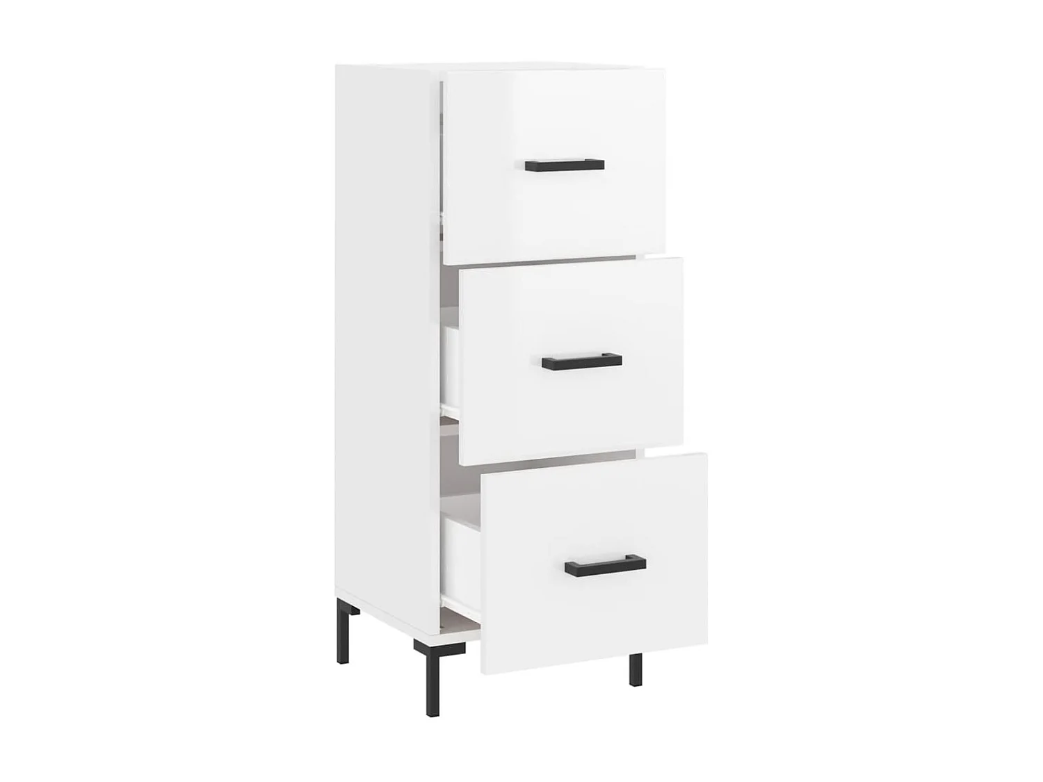 Aparador de madera contrachapada blanco brillante 34,5x34x90 cm ES51074