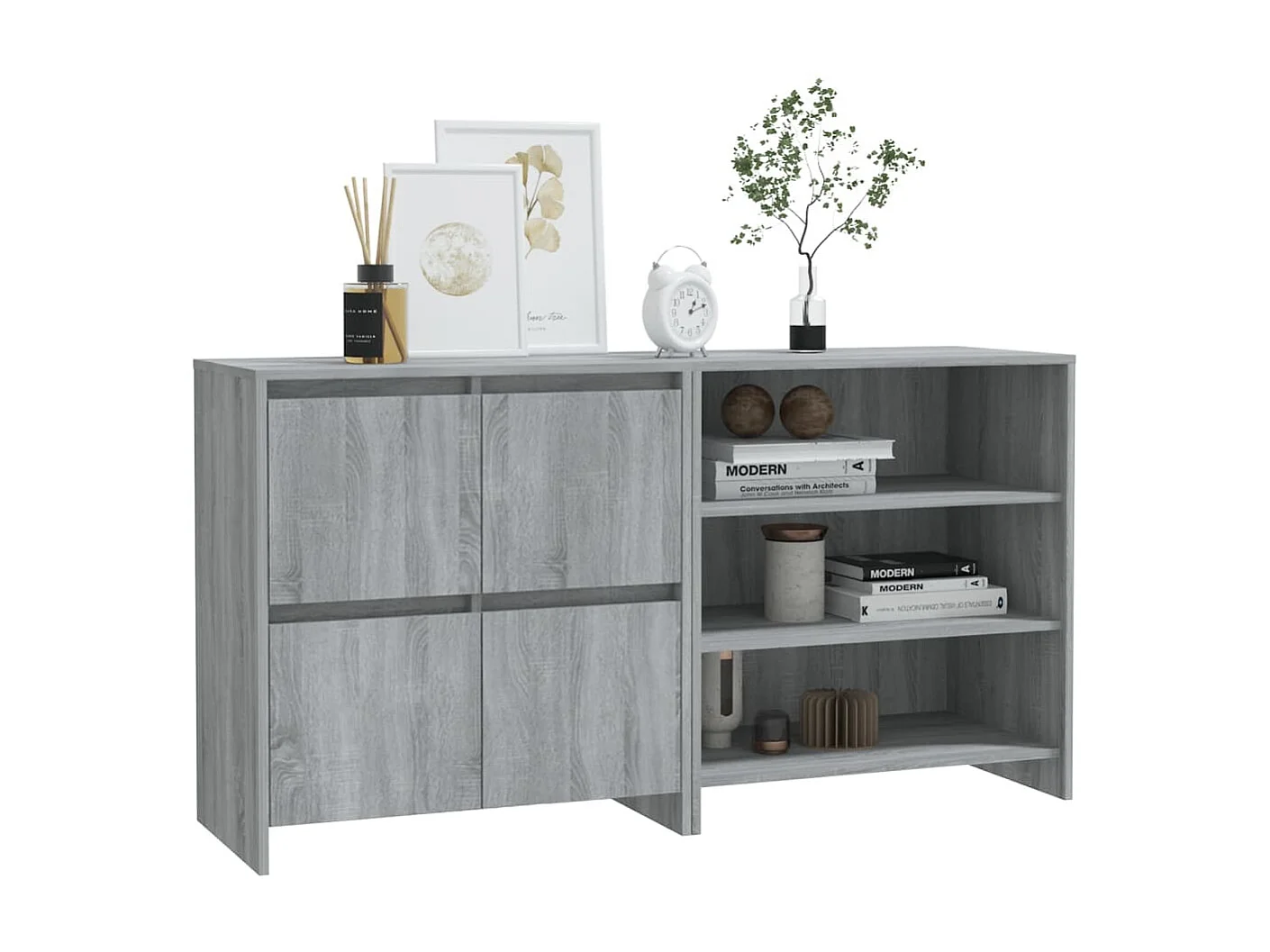 Buffets 2 pcs Sonoma gris Bois d'ingénierie EGER16162