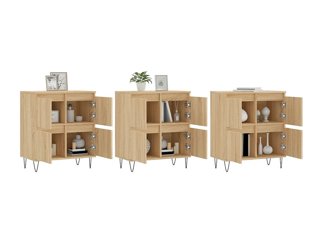 Dressoirs 3 st bewerkt hout sonoma eiken NL46020