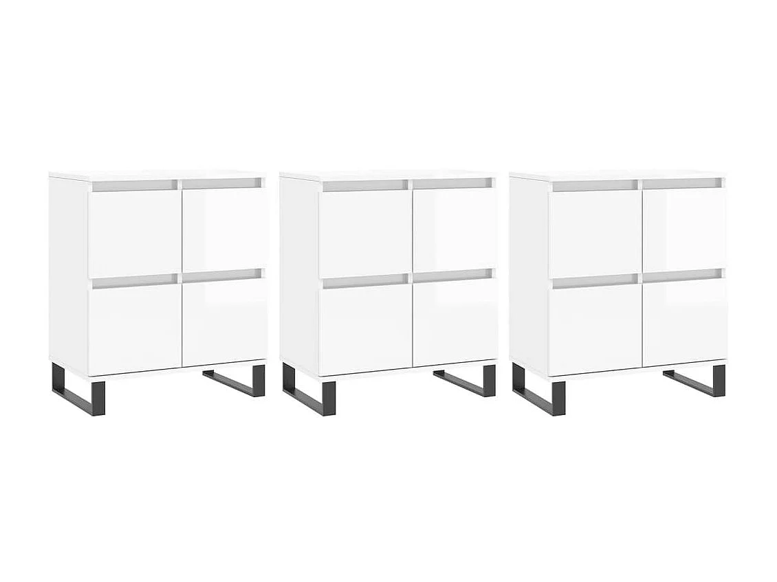 Aparadores 3 uds madera contrachapada blanco brillo ES74575